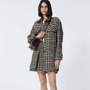 The Kooples Houndstooth Blazer in Black and Cream